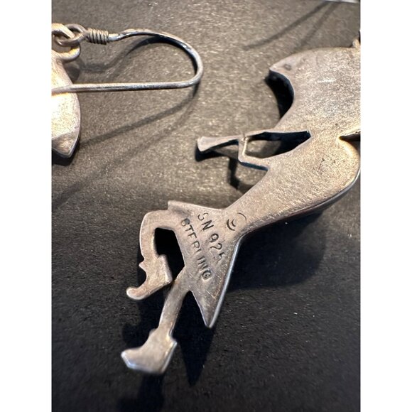 VTG Navajo Silbert Nastascio Sterling Silver Turquoise Kokopelli Earrings 9.9g - Picture 9 of 11